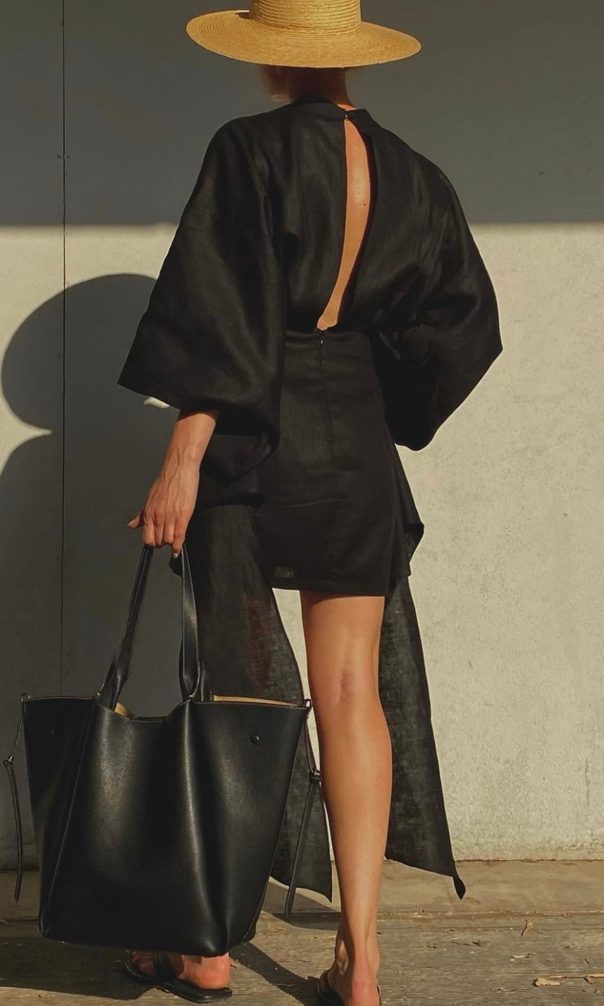 Melissa Kimono Mini Dress | Black